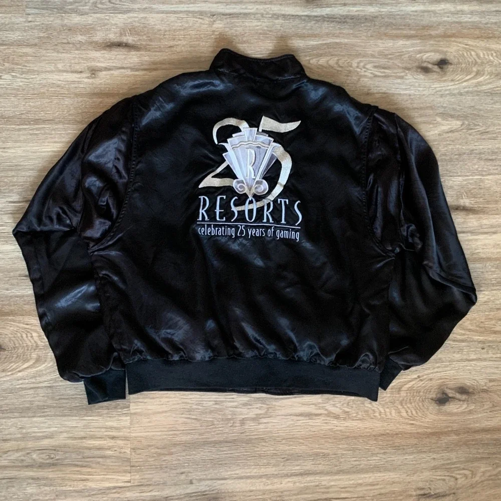 VINTAGE 25TH ANNIVERSARY RESORTS CASINO ATLANTIC CITY SATIN REVERSIBLE JACKET